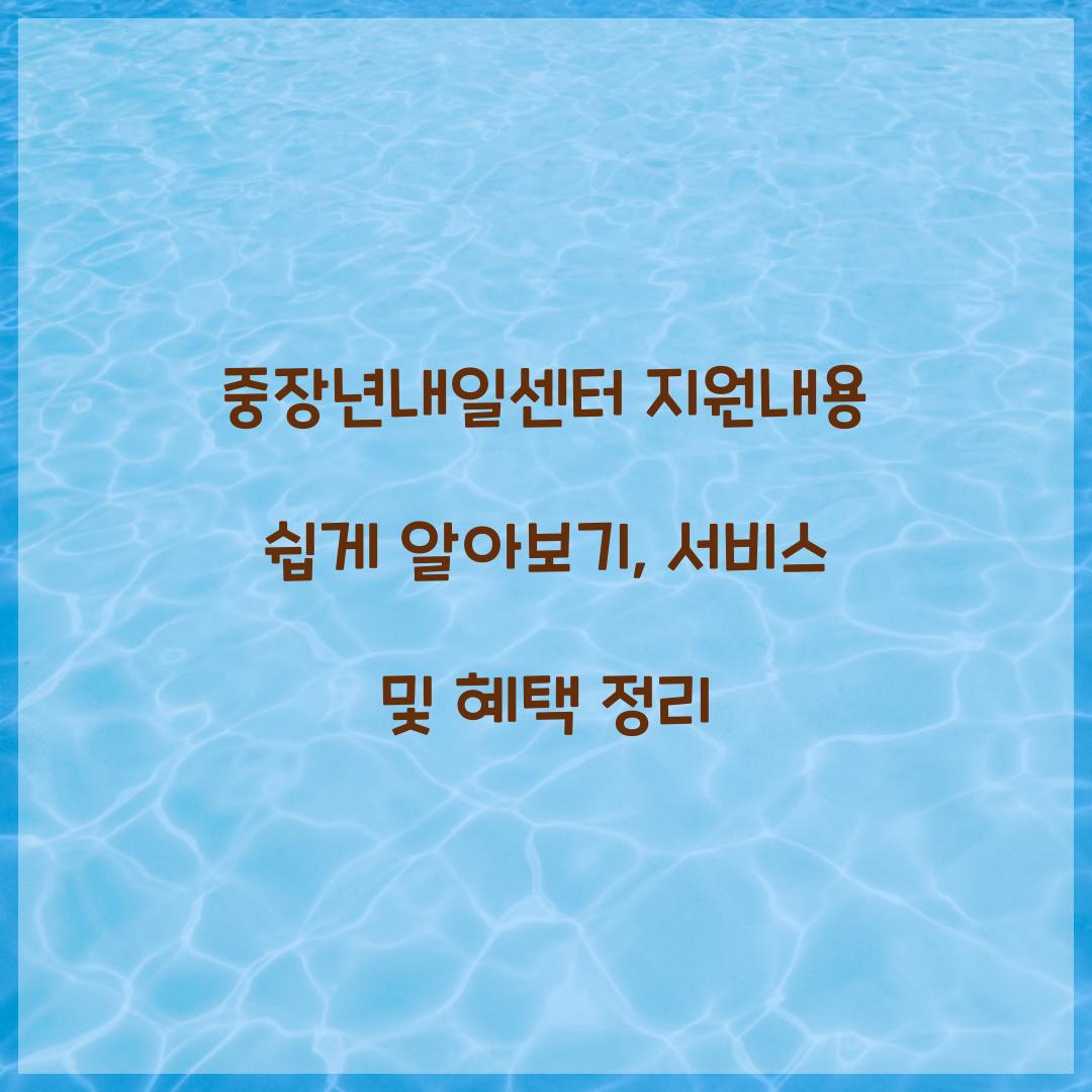 중장년내일센터 지원내용