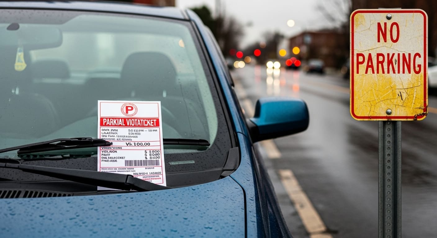 주정차 단속 구역에 설치된 금지 표지판