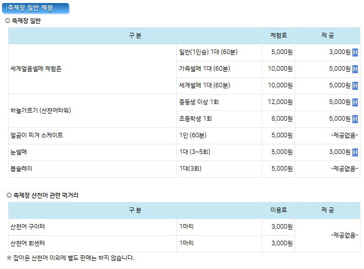 화천 산천어축제 예약방법 입장료 일정 얼음낚시 예약