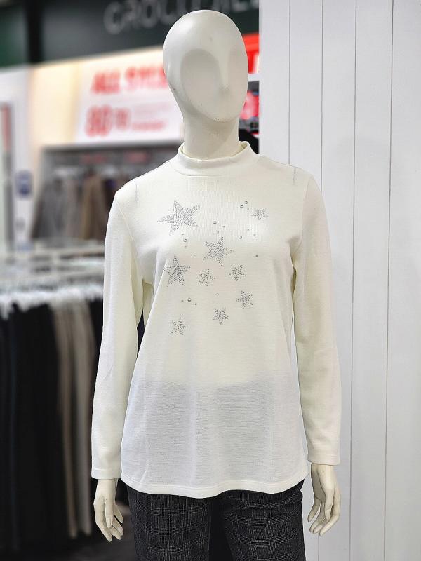 크로커다일레이디 별 프린팅 하프넥 루즈 티셔츠 CLAWTS902