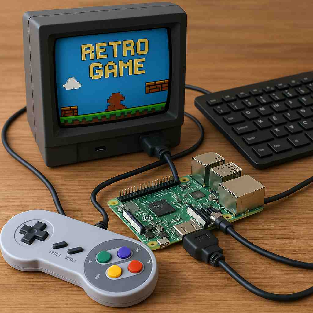 레트로 게임기를 구성한 라즈베리파이 셋업한 이미지