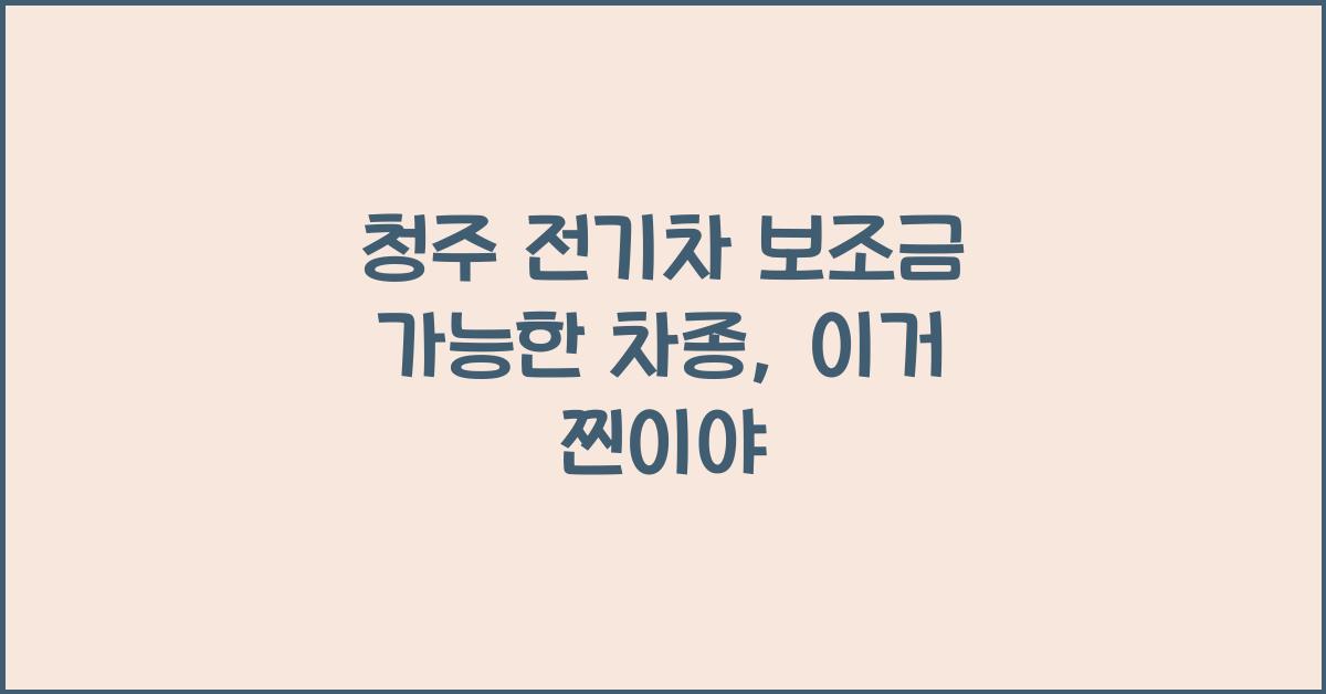 청주 전기차 보조금 가능한 차종