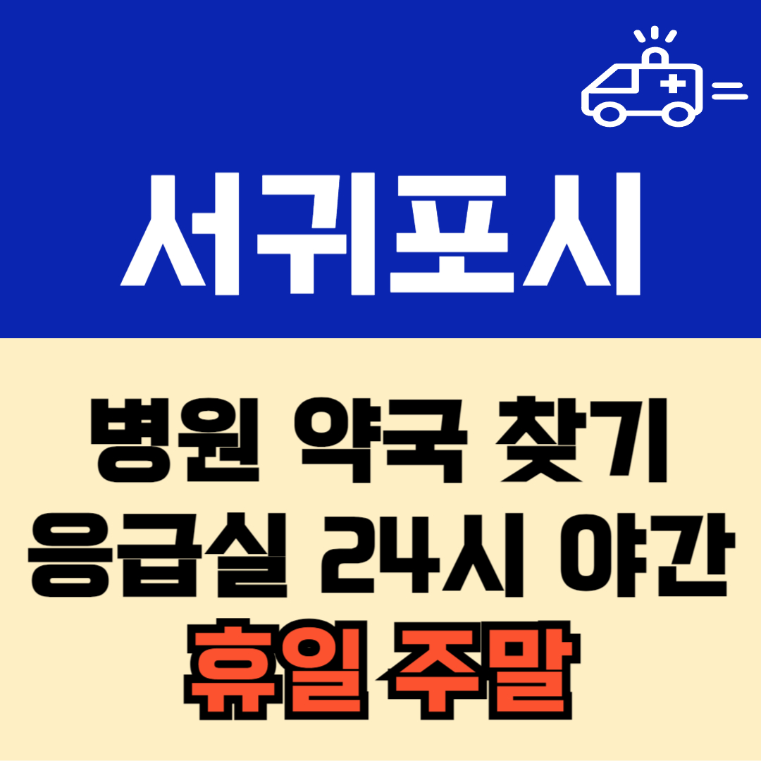 서귀포시 주말 일요일 공휴일 24시 당번 약국 병원 응급실 : 빠르게 찾기!!