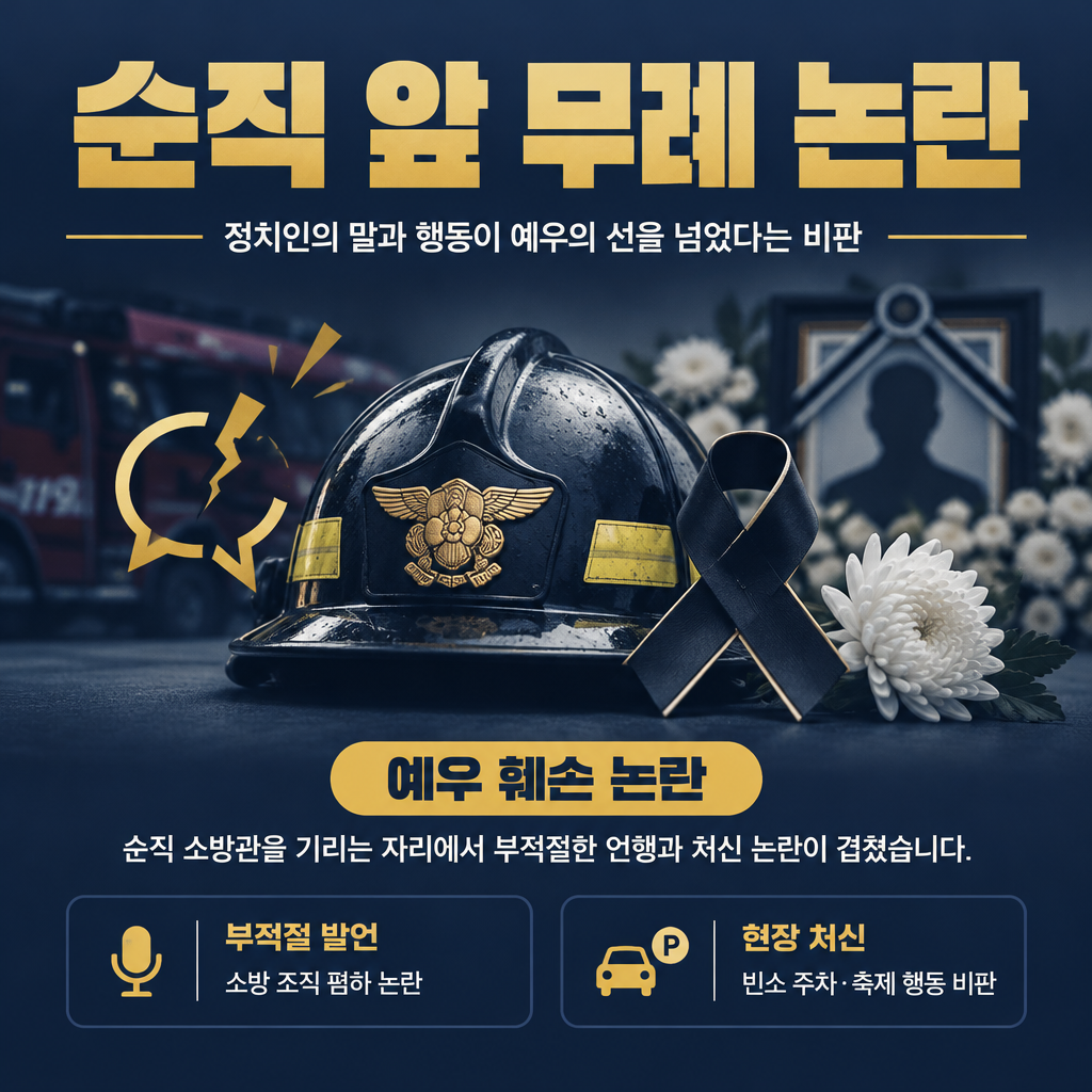순직 앞 무례 논란