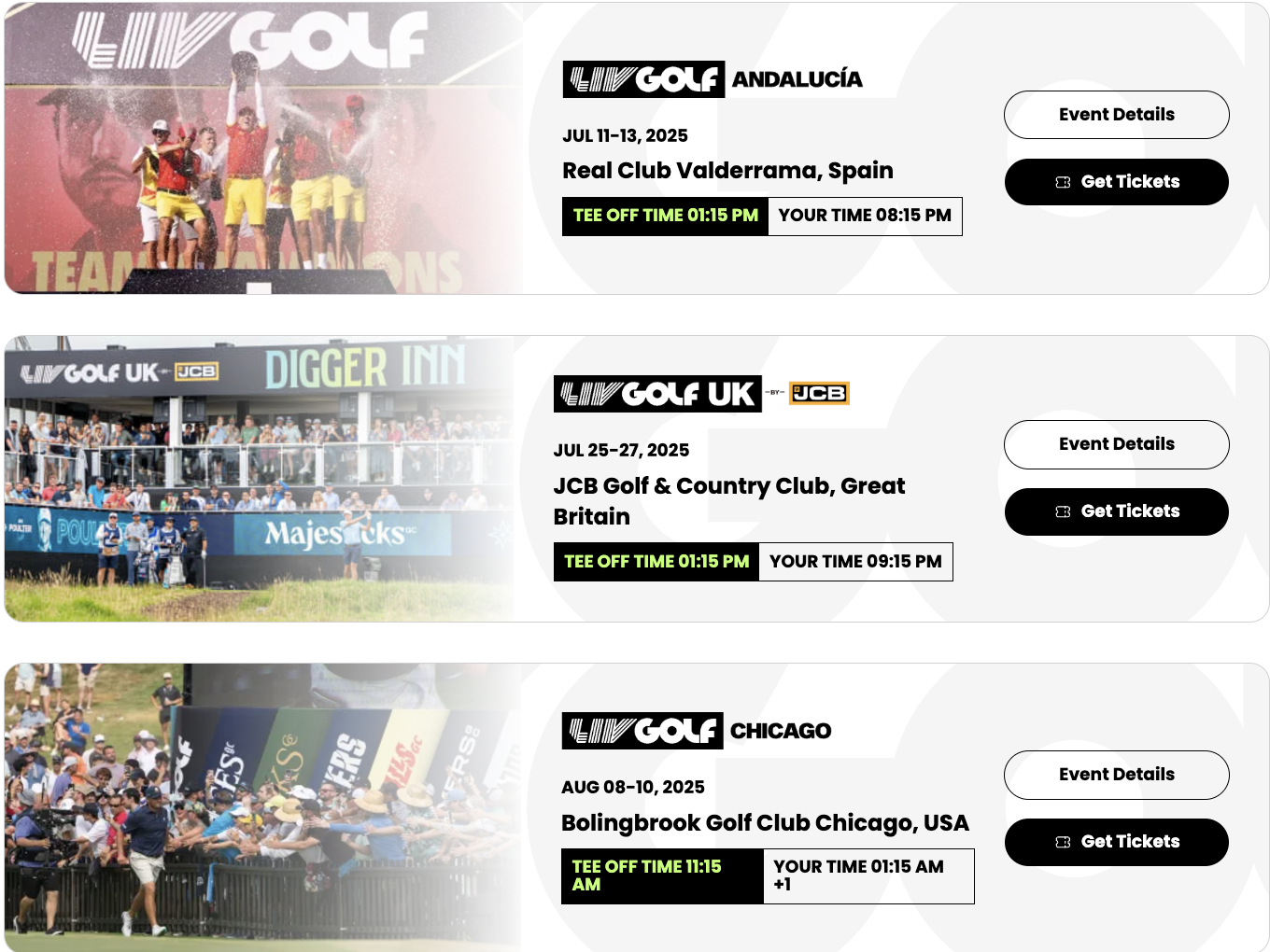 2025시즌 LIV골프 경기일정