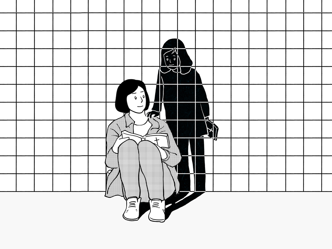 책을 읽는 사람과 그림자 일러스트 무료 이미지 다운로드