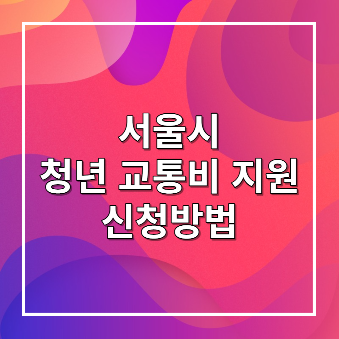 서울시 청년 교통비 지원 신청 방법