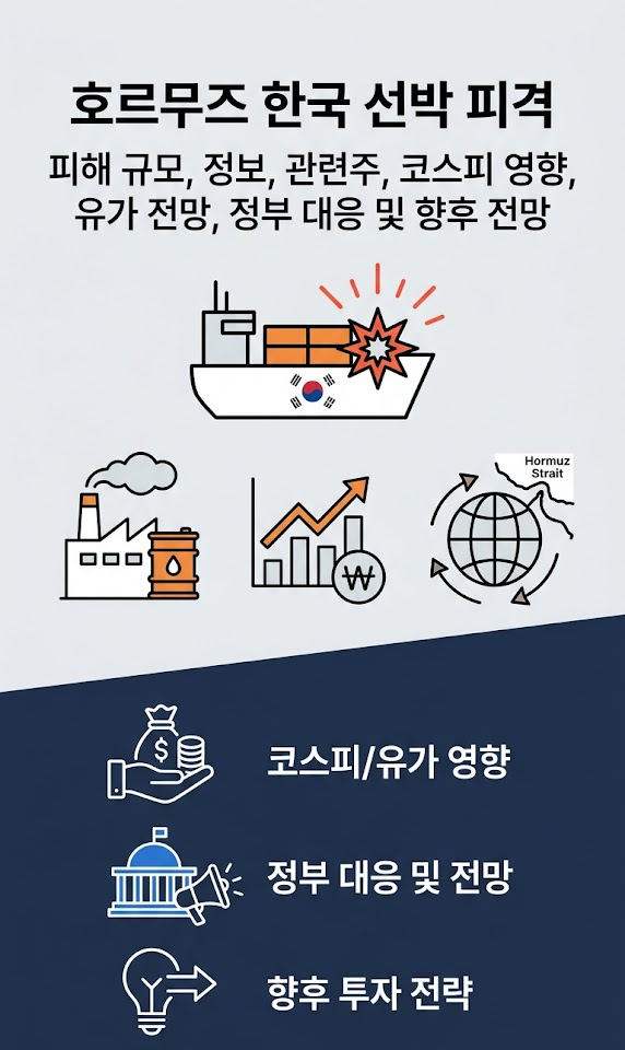 호르무즈 한국 선박 피격, 피해 규모, 정보, 관련주, 코스피 영향, 유가 전망, 정부 대응 및 향후 전망