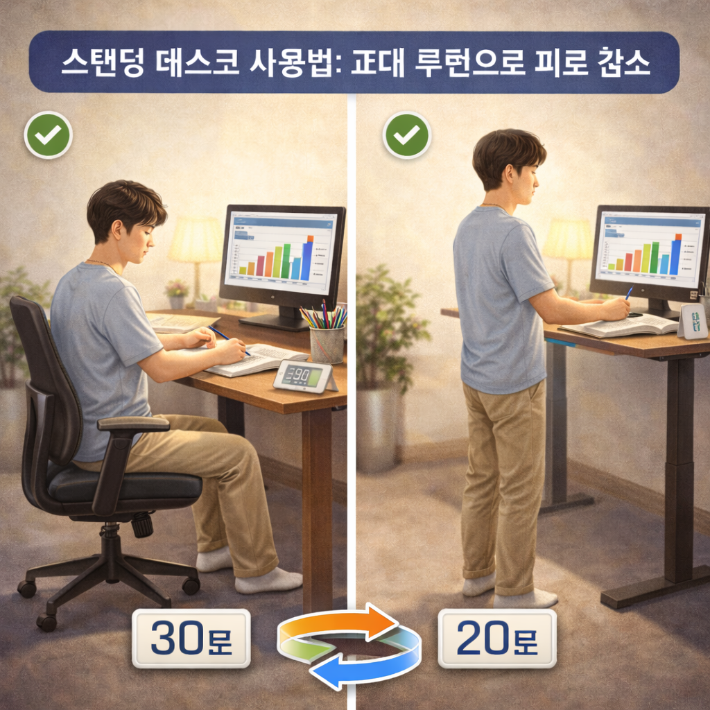 스탠딩 데스크 사용법: 교대 루틴으로 피로 감소