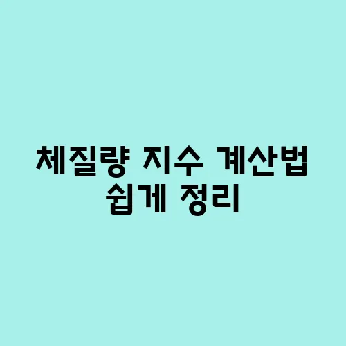 체질량 지수 계산법 쉽게 정리