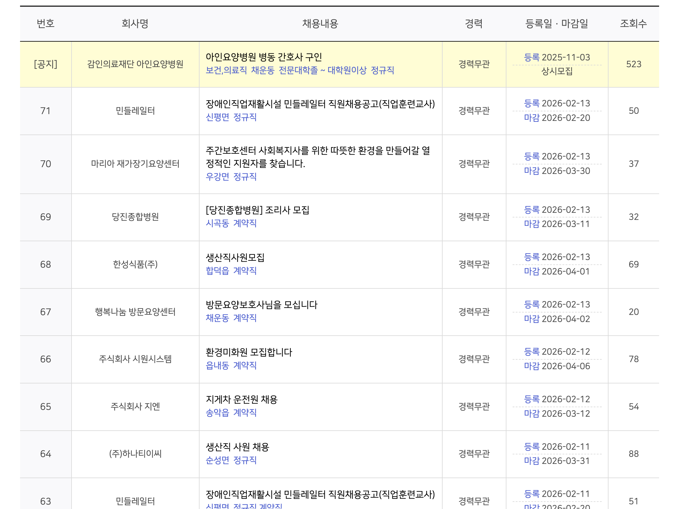 일자리센터리스트