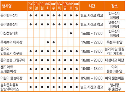 봉화은어축제프로그램