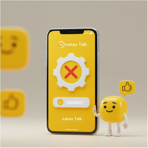 카카오톡 자동 업데이트를 끄거나 해제를 설정한 장면