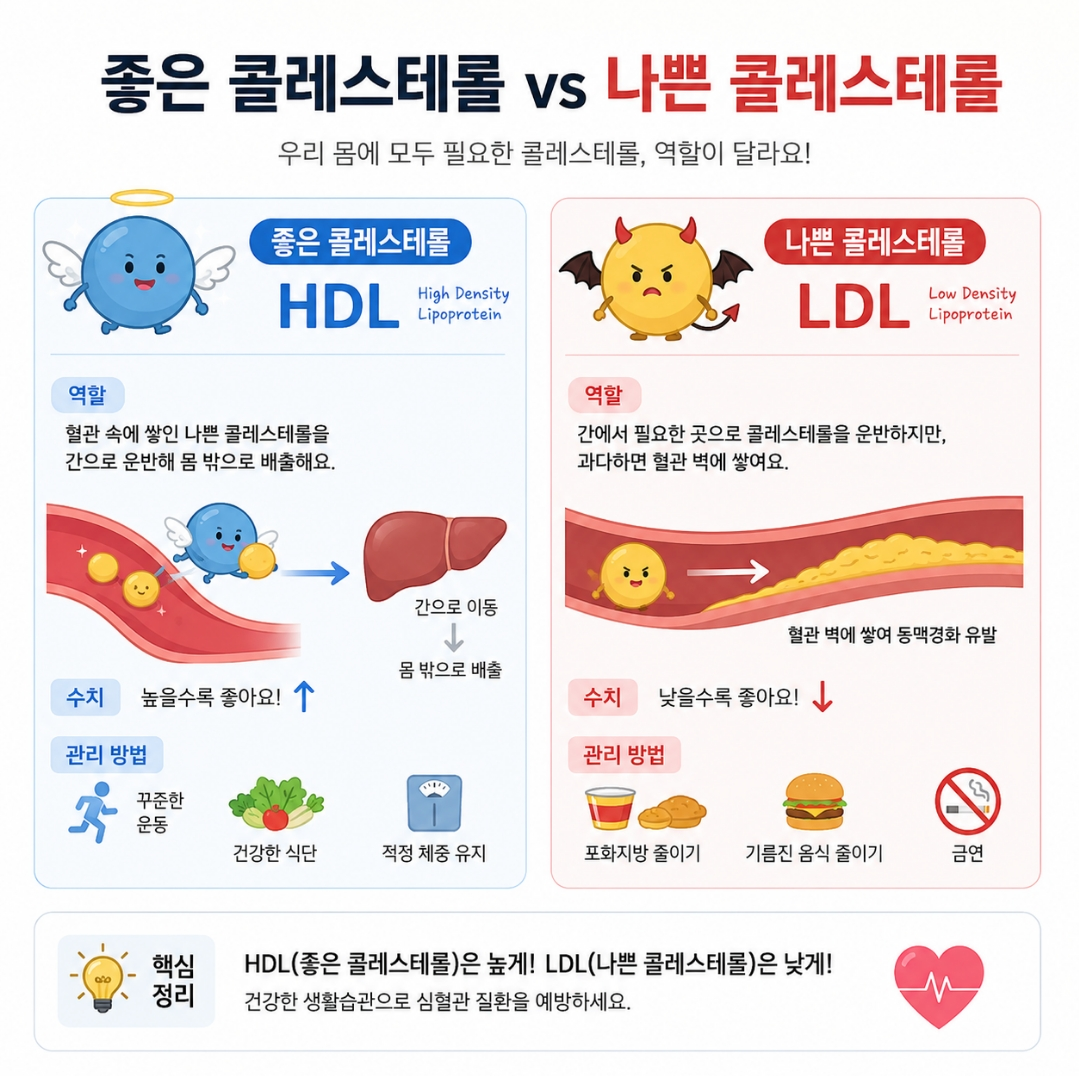 좋은 콜레스테롤 나쁜 콜레스테롤 비교