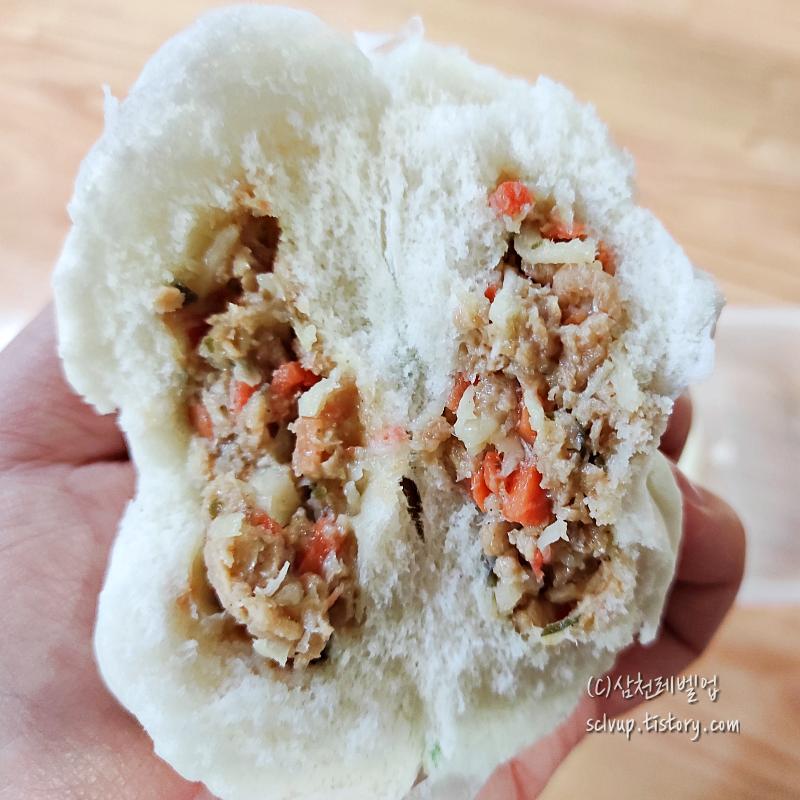 롯데 기린 야채호빵 소 단면 모습