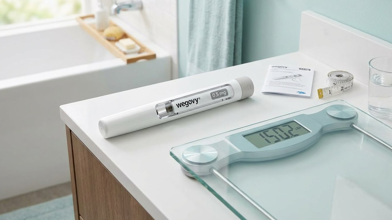 의료용 주사와 체중계 이미지