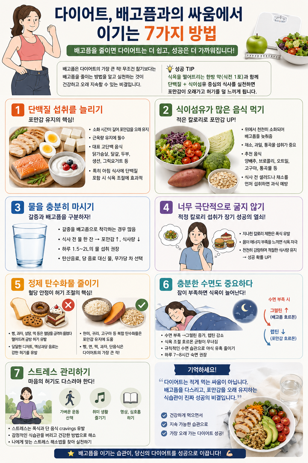 다이어트, 배고픔과 싸워 이기는 7가지 방법