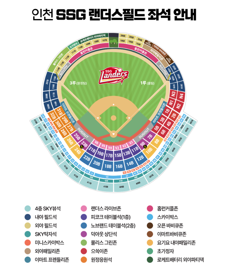 인천 SSG랜더스필드 좌석안내도