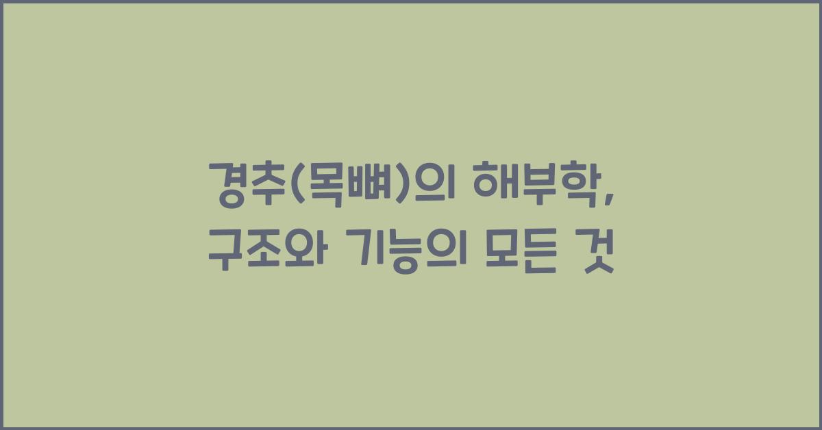 경추(목뼈)의 해부학