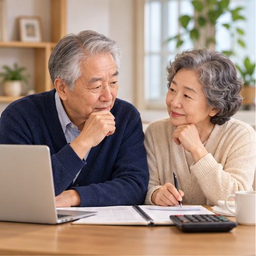 기초연금과 노령연금 중복 수령을 알아보는 어르신 부부