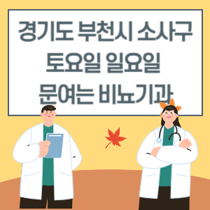 부천시 소사구 토요일 일요일 비뇨기과 진료 문여는 병원 리스트