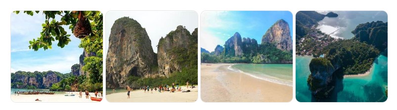 끄라비 라일레이 비치의 해변과 석회암 절벽, 자연경관 전경