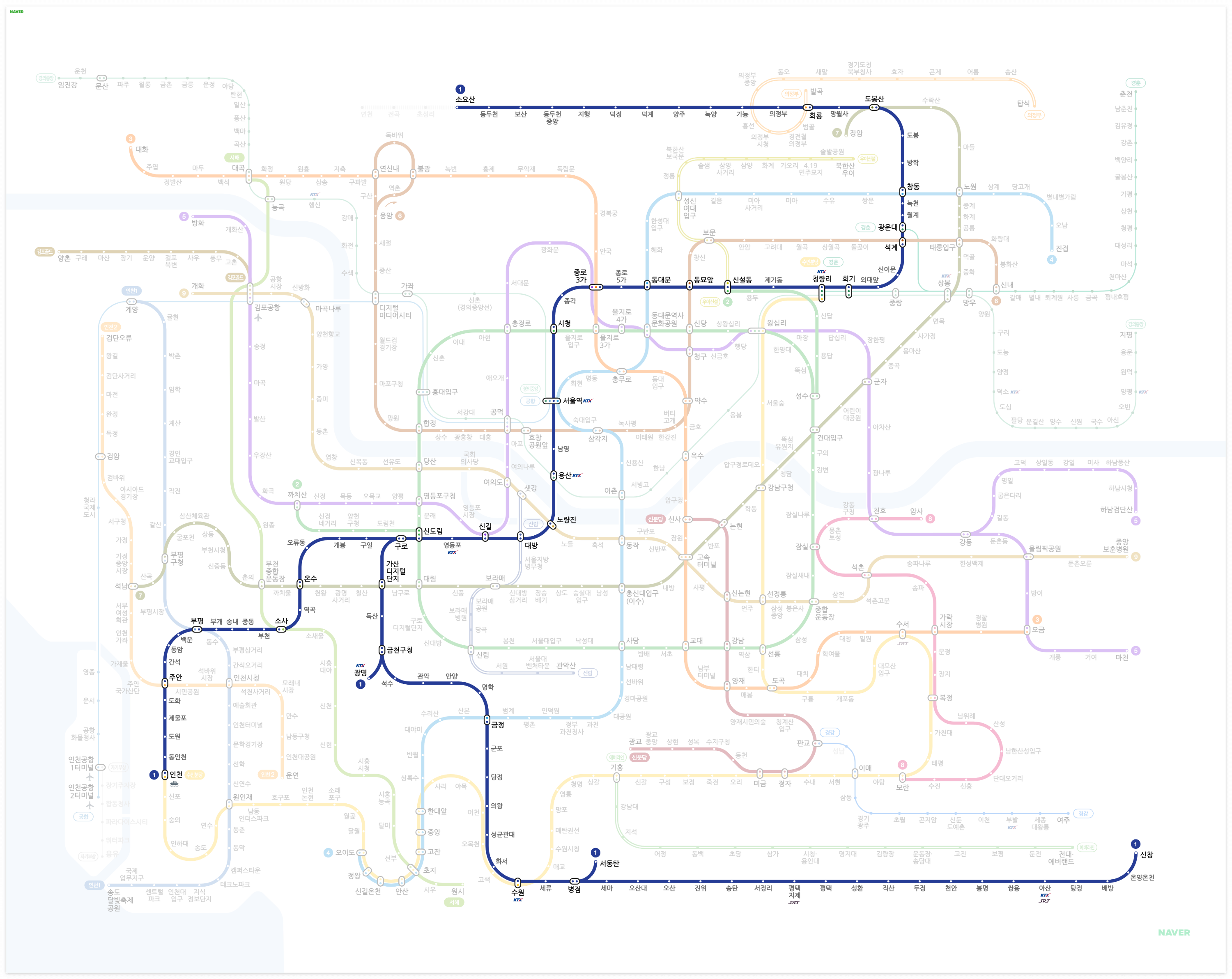 서울 지하철 1호선 노선도
