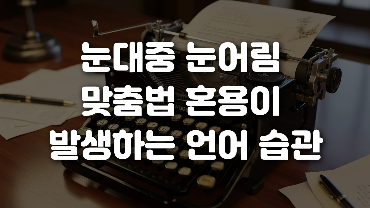 눈대중 눈어림 맞춤법 혼용이 발생하는 언어 습관