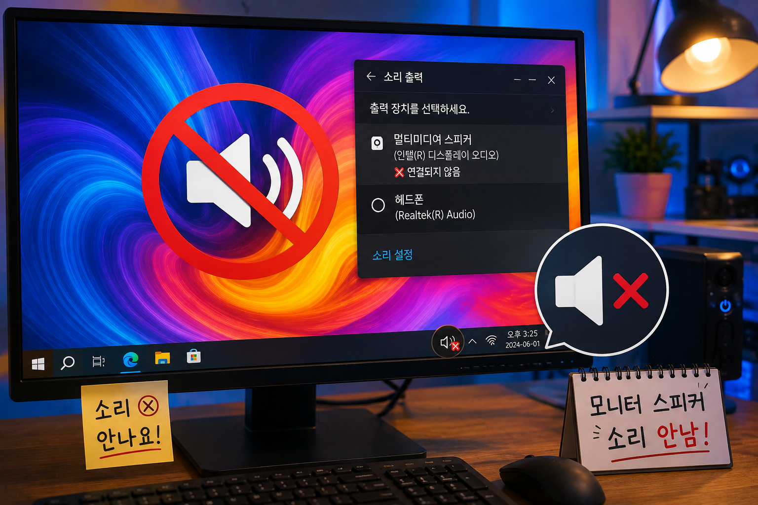 모니터 내장스피커 소리 안남 해결방법 총정리 HDMI 오디오 출력 안됨 원인
