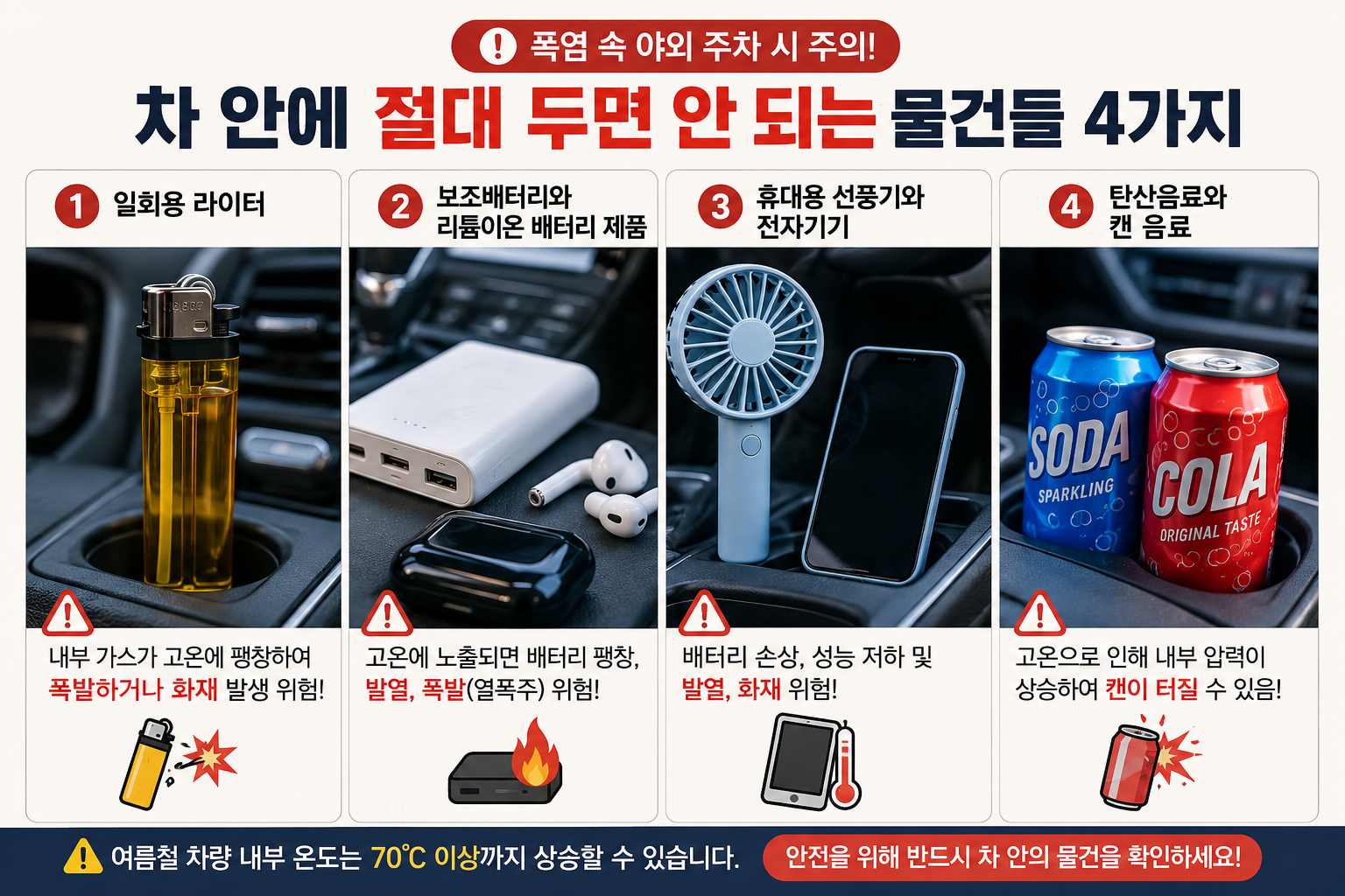 차 안에 절대 두면 안되는 물건들