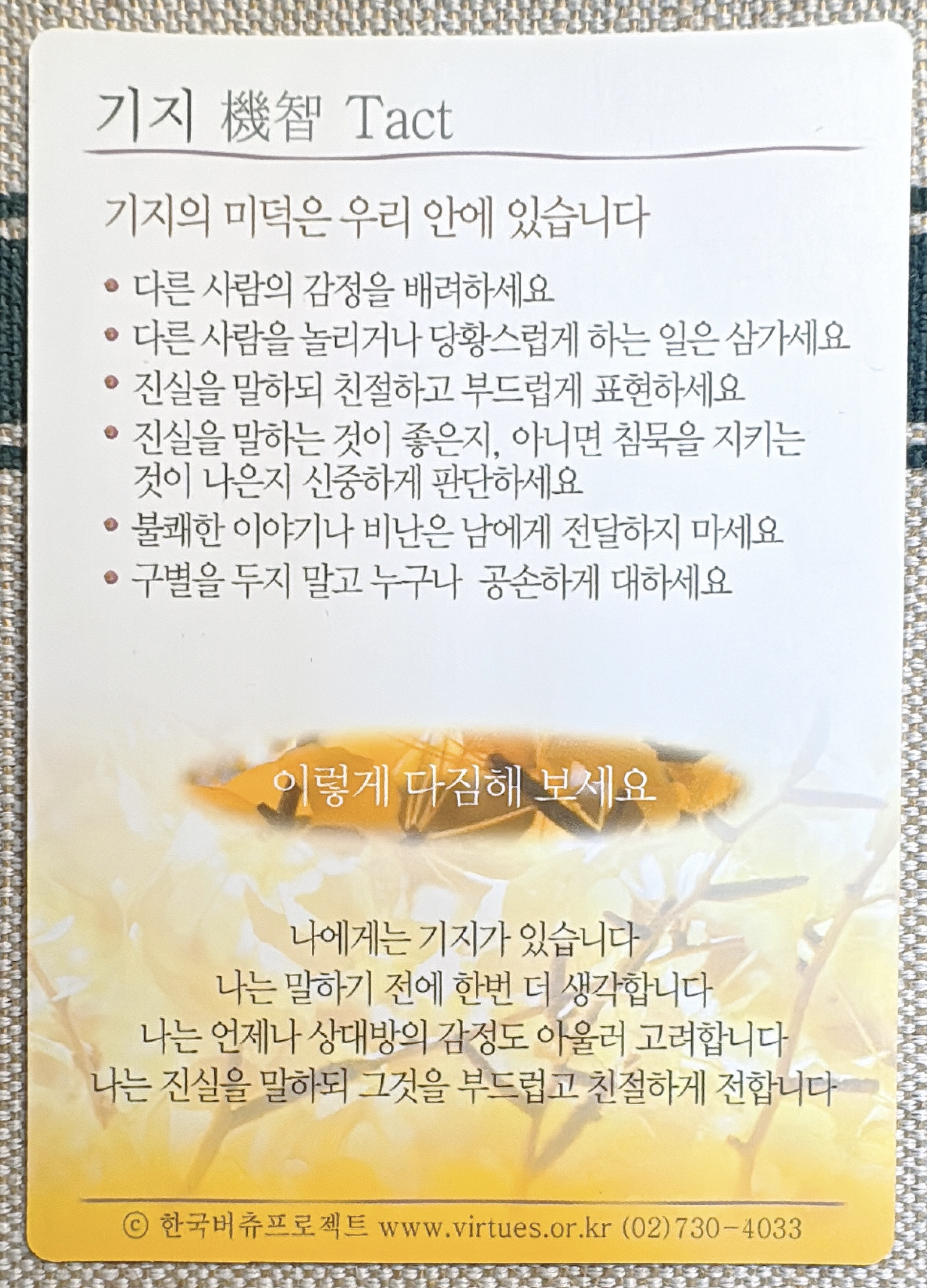 버츄 카드 미덕의 보석함: 기지