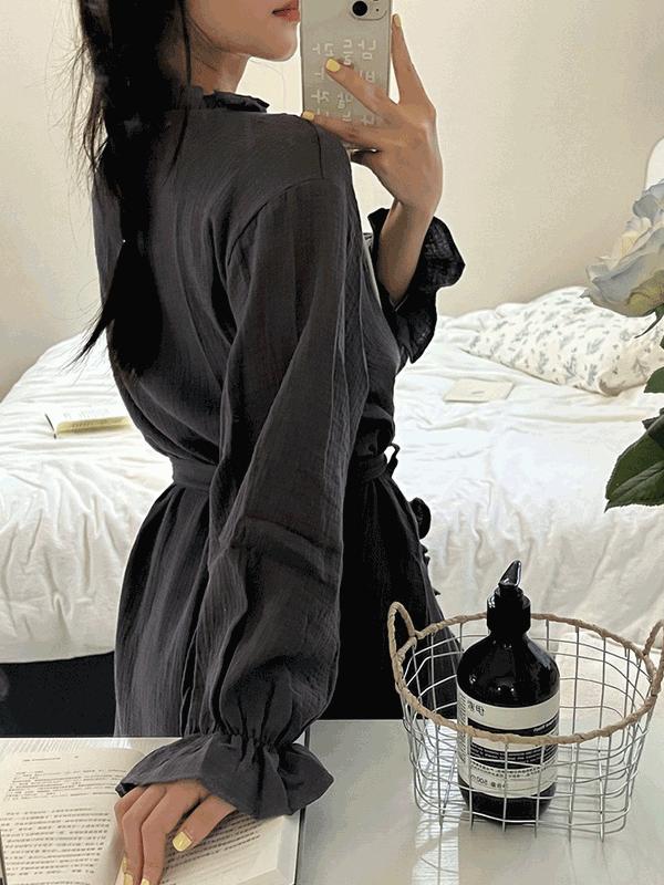 무드문 실리아 요루면 긴팔 가운 로브 파자마 잠옷