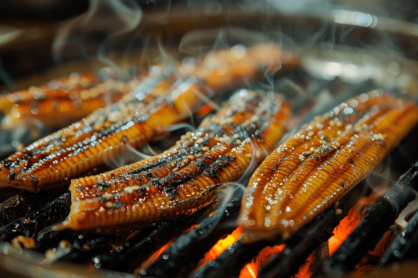 그릴-위에-구워지고-있는-양념장어