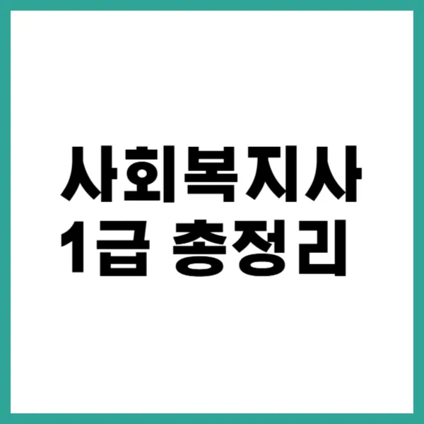 사회복지사 1급 총정리