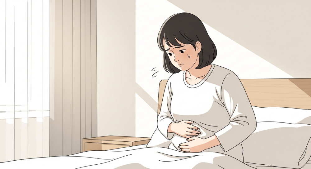 여자 왼쪽 아랫배 콕콕 통증