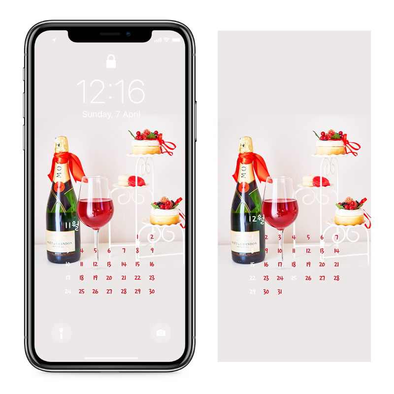 02 레드와인과 케이크 AB - 2024년11월 아이폰달력배경화면