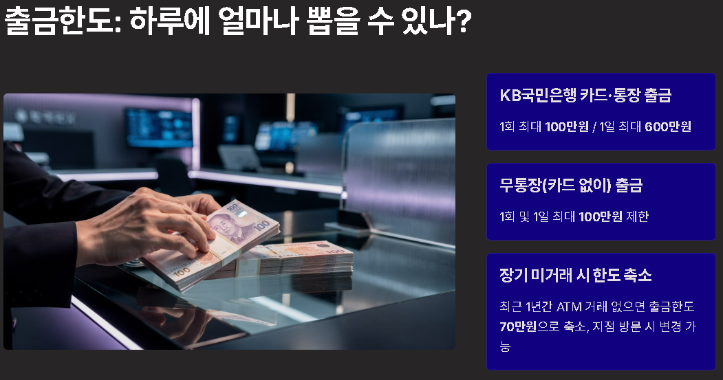 atm 출금한도 이용시간 입금한도 은행 현금인출기 수수료