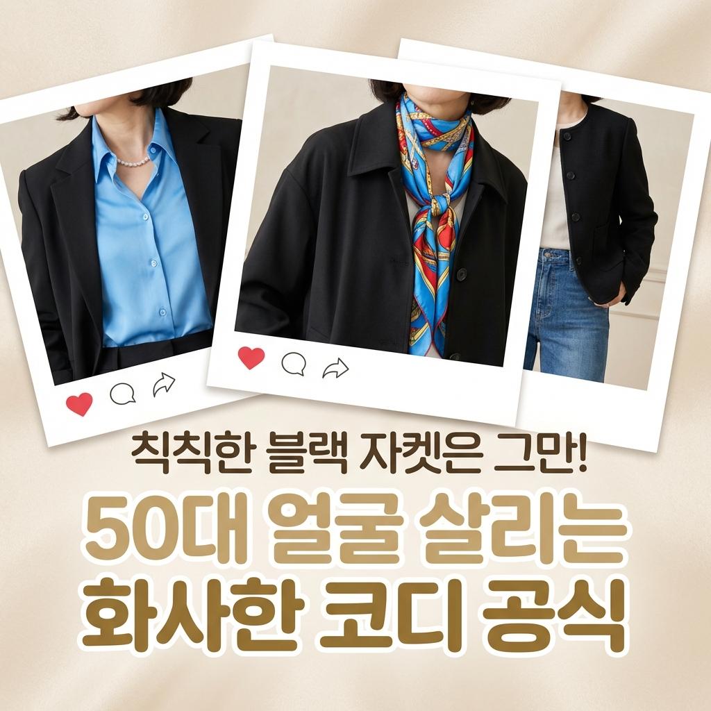 50대 블랙 자켓 하객룩 체형 커버 화사하게 입는 컬러 공식
