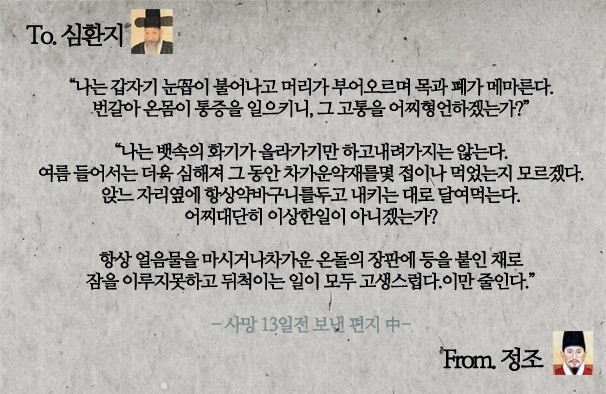 정조와 심환지가 주고받은 편지의 내용