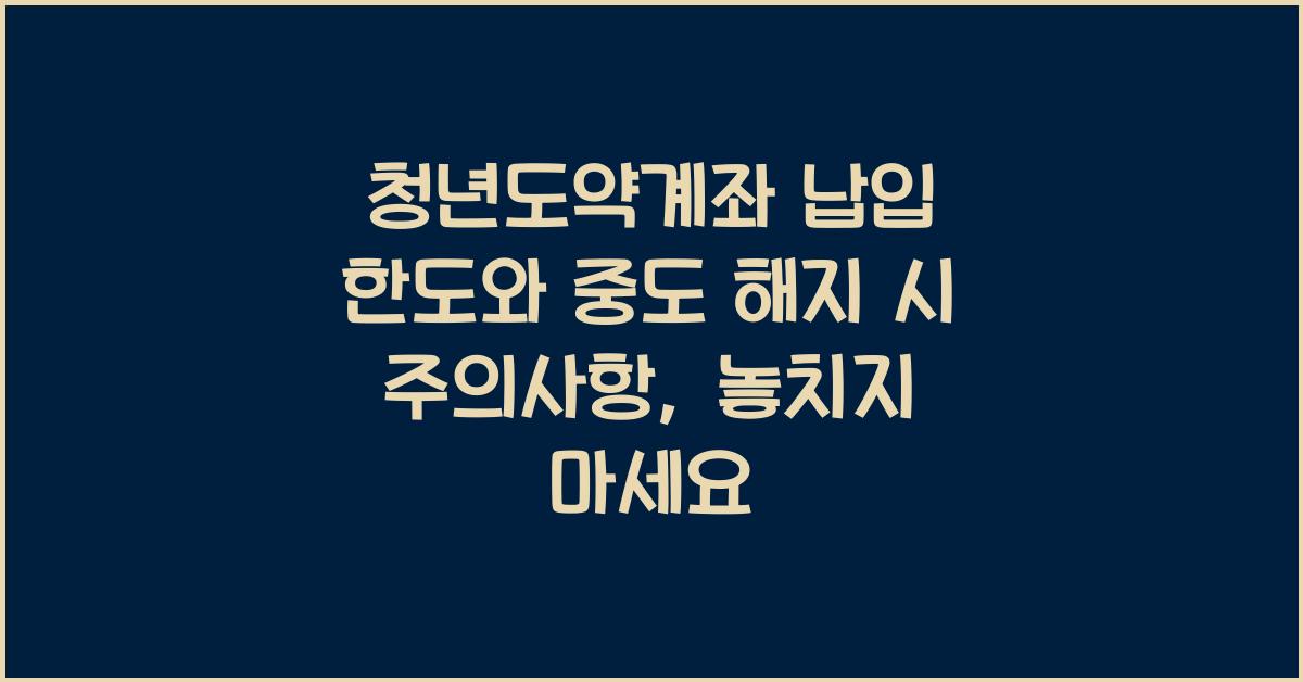 청년도약계좌 납입 한도와 중도 해지 시 주의사항