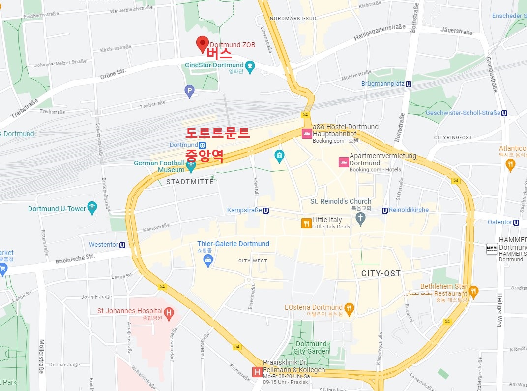 도르트문트 중앙역 ZOB 버스 터미널 위치