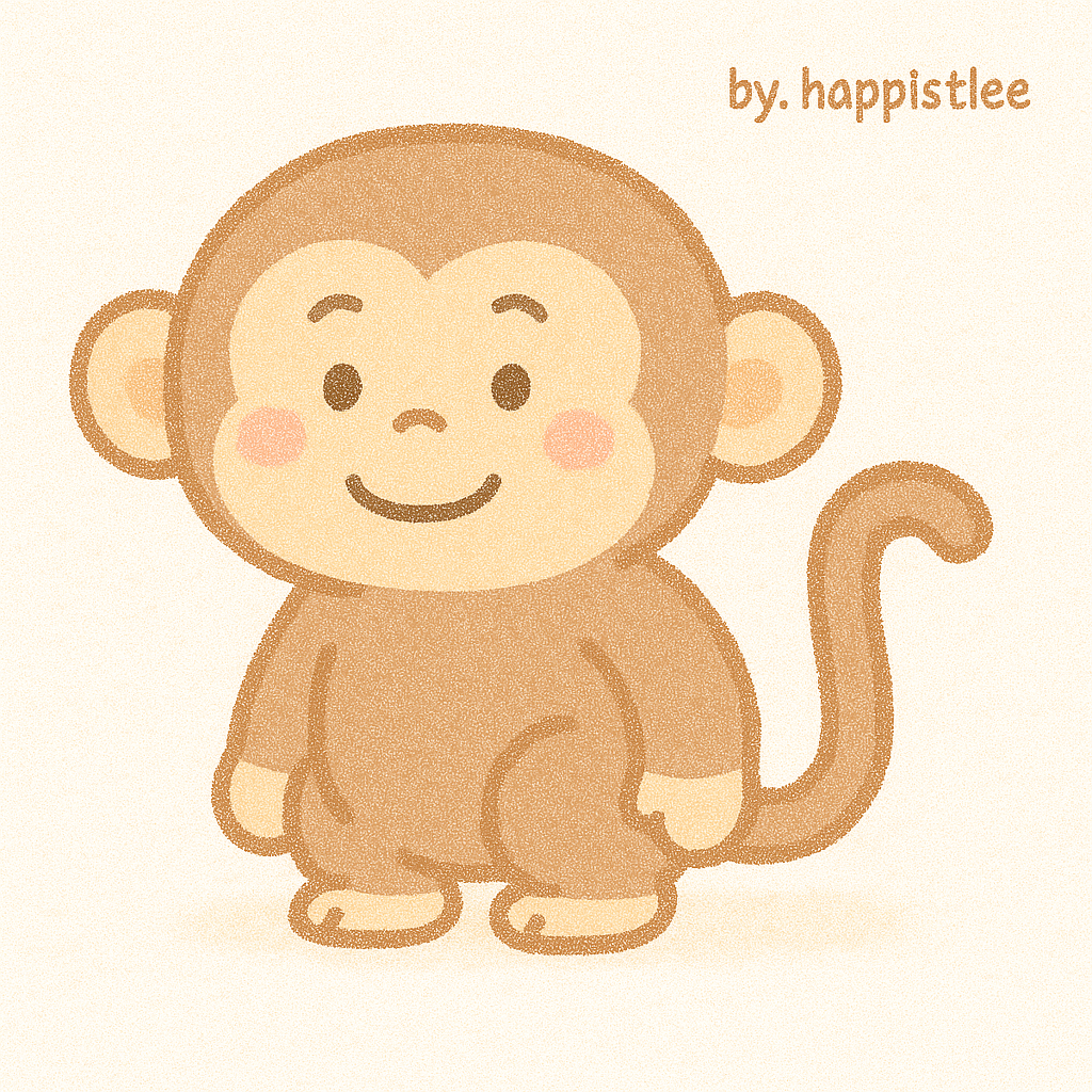 원숭이띠를 상징하는 일러스트 이미지