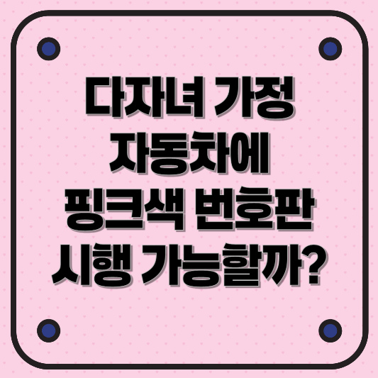 다자녀가정에 핑크색 자동차 번호판?(3자녀이상)