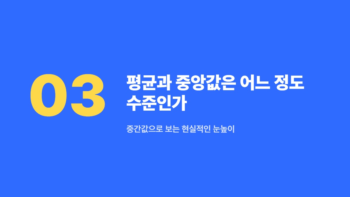 평균과 중앙값은 어느 정도 수준인가 — 중간값으로 보는 현실적인 눈높이