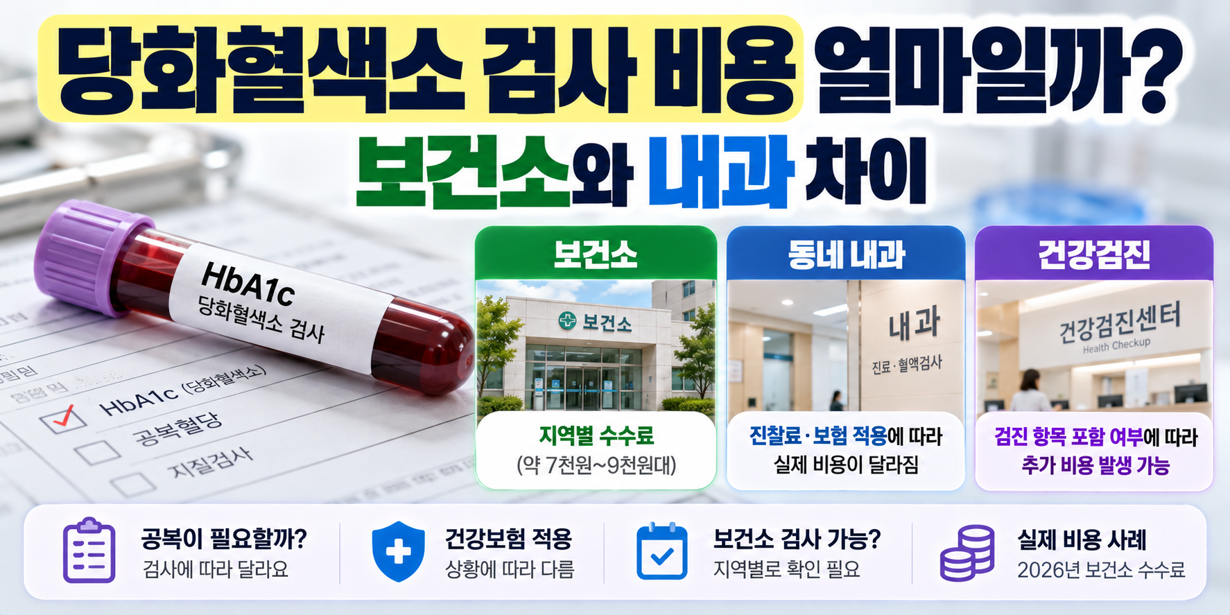 당화혈색소 검사 비용 보건소와 내과 비교