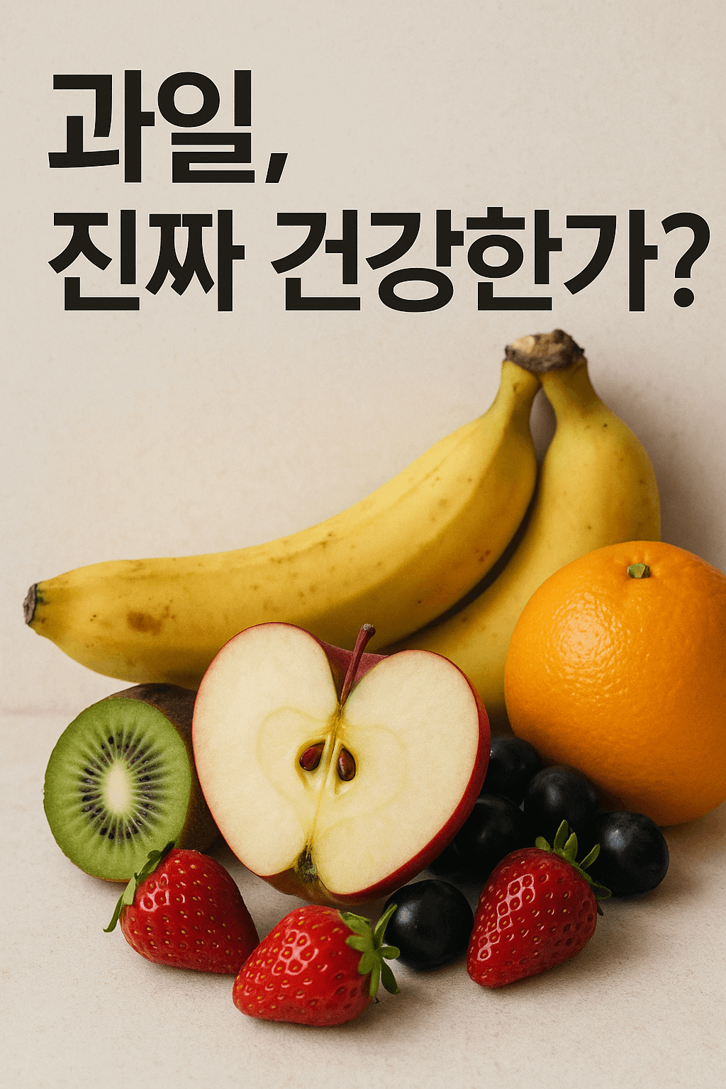 과일, 진짜 건강한가? 제목과 과일 그림들