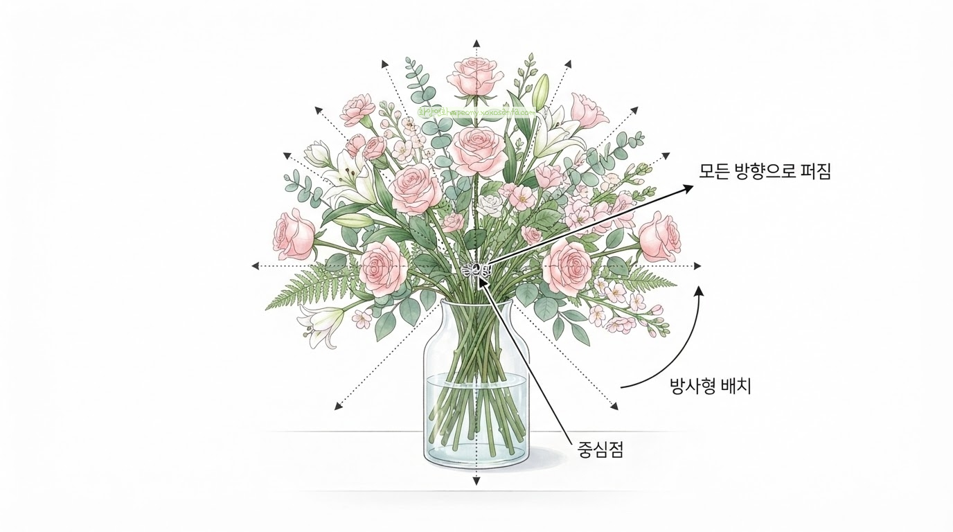 플라워박스 만들기, 국비지원 플로리스트 2회차 수업-방사형 설명