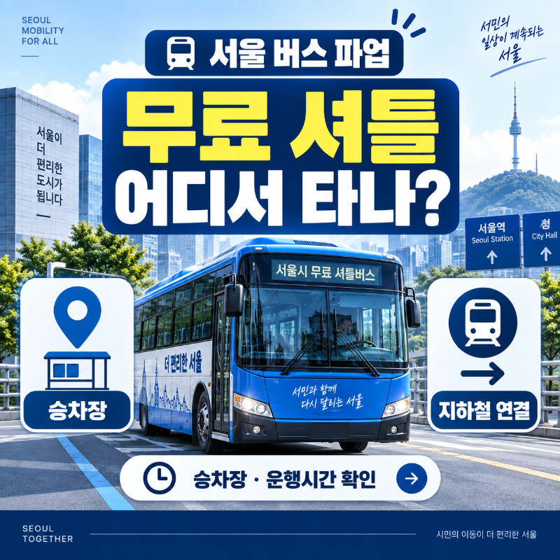 서울 버스 파업 무료 셔틀버스 승차장과 운행시간 이용방법