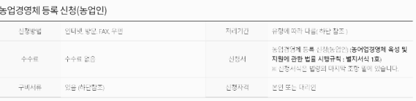 농업경영체 등록 신청