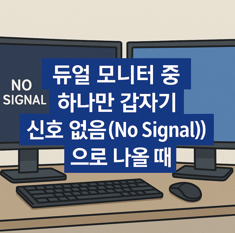 듀얼 모니터 중 하나만 갑자기 신호 없음(No Signal)으로 나올 때